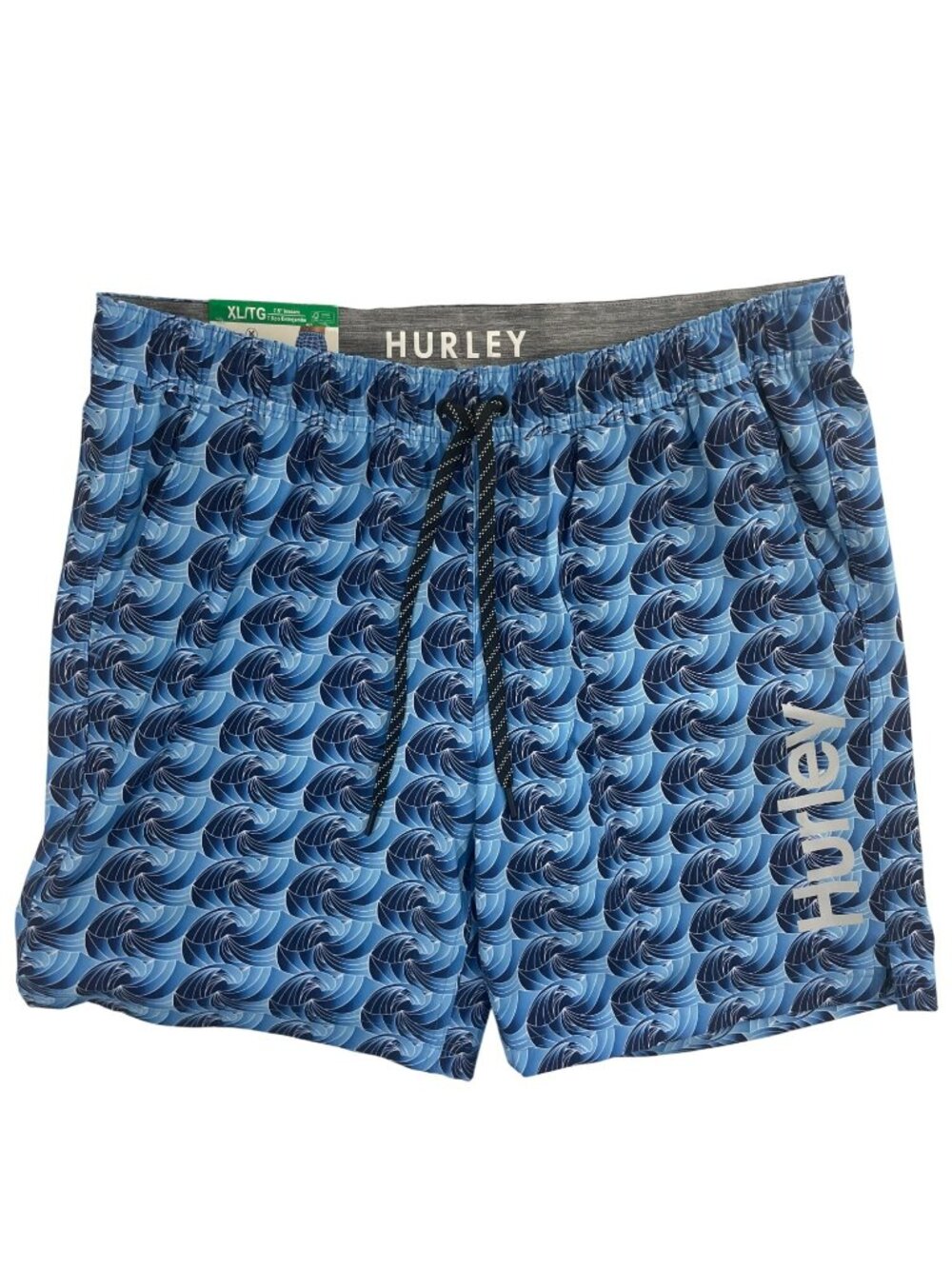 Hurley Swim Shorts 7.5" Blue Wave Print 4-Way Stretch Lined Men's Size XL NWT